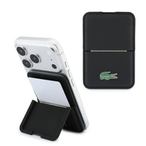 Lacoste Petit Pique MagSafe Magnetic Wallet with Stand, Black