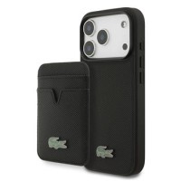 Lacoste 2in1 iPhone 18 Pro / 17 Pro Hülle Case Petit Pique MagSafe + Wallet Schwarz