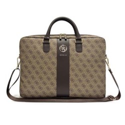 Guess Notebook 14 Zoll Laptop Bag Tasche 4G Stripe Metal Logo Braun