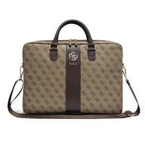 Guess Notebook 14 Zoll Laptop Bag Tasche 4G Stripe Metal Logo Braun