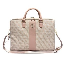 Guess Notebook 14 Inch Laptop Bag 4G Stripe Metal Logo Pink