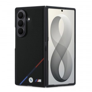 BMW Samsung Z Fold 8 Ultra Magnetic Book Case with Perforated Design, Black