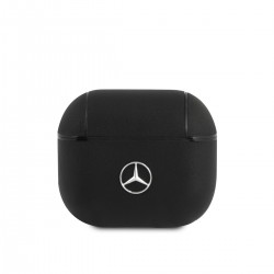 Mercedes AirPods 3 Case Cover Genuine Leather Electronic Line Black