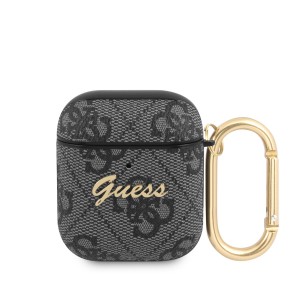 Guess AirPods 1 / 2 Case Cover 4G Script Metal Grey