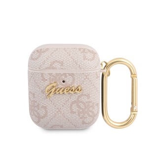 Guess AirPods 1 / 2 Case Cover 4G Script Metal Pink