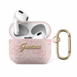 Guess AirPods 3 Hülle Case Cover 4G Metal Script Rosa