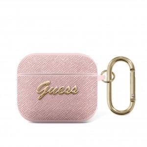 Guess AirPods 3 Case Cover Saffiano Metal Script Pink