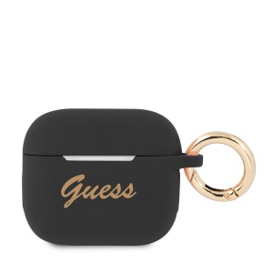 Guess AirPods 3 Case Cover Silicone Vintage Script black