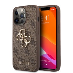 Guess iPhone 13 Pro Max Hülle Case Cover Big Metal Logo 4G Braun