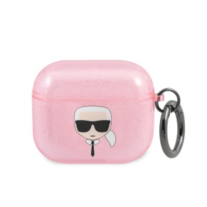 Karl Lagerfeld AirPods 3 Case Cover Glitter Karl`s Head Pink