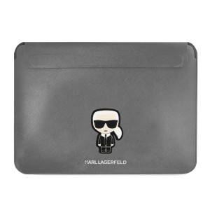 Karl Lagerfeld Notebook Tablet 14 Zoll Tasche Ikonik Karl Saffiano Silber