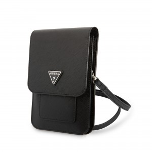 Guess Smartphone Bag 7" Wallet bag Saffiano Triangle Universelle Black