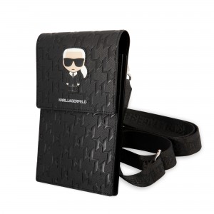 Karl Lagerfeld Smartphone Bag 7" Wallet bag Saffiano Ikonik Monogram Black