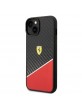 Ferrari iPhone 14 Hülle Case Cover Echt Carbon Stripe Schwarz Rot