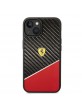 Ferrari iPhone 14 Plus Hülle Case Cover Echt Carbon Stripe Schwarz Rot