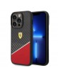 Ferrari iPhone 14 Pro Hülle Case Cover Echt Carbon Stripe Schwarz Rot