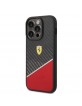 Ferrari iPhone 14 Pro Max Hülle Case Cover Echt Carbon Stripe Schwarz Rot