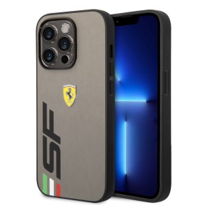 Ferrari iPhone 14 Pro Max Hülle Case Cover Big SF Logo Grau