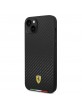 Ferrari iPhone 14 Plus Case Cover Carbon Italian Flag Line Black