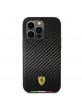 Ferrari iPhone 14 Pro Hülle Case Cover Carbon Italian Flag Line Schwarz