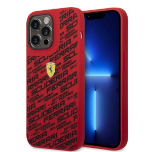 Ferrari iPhone 14 Pro Max Case Cover Silicone All Over Scuderia Red