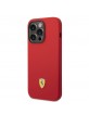 Ferrari iPhone 14 Pro Hülle Case Cover Silikon Metal Logo Rot