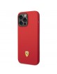 Ferrari iPhone 14 Pro Max Case Cover Silicone Logo Metal Red