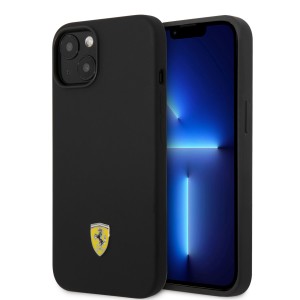 Ferrari iPhone 14, 15, 13 Case Cover Silicone Metal Logo Black