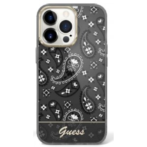 Guess iPhone 14 Pro Hülle Case Cover Bandana Paisley Schwarz