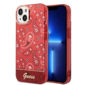 Guess iPhone 14 Hülle Case Cover Bandana Paisley Rot