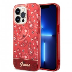 Guess iPhone 14 Pro Max Hülle Case Cover Bandana Paisley Rot