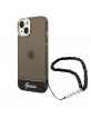 Guess iPhone 14 Hülle Case Cover Translucent Stap Schwarz