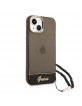 Guess iPhone 14 Hülle Case Cover Translucent Stap Schwarz
