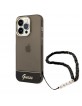 Guess iPhone 14 Pro Hülle Case Cover Translucent Stap Schwarz
