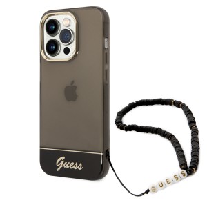 Guess iPhone 14 Pro Max Case Cover Translucent Pearl Stap Black