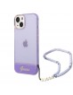 Guess iPhone 14 Hülle Case Cover Translucent Stap Violett