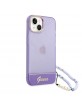 Guess iPhone 14 Hülle Case Cover Translucent Stap Violett