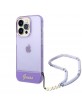 Guess iPhone 14 Pro Hülle Case Cover Translucent Stap Violett
