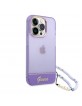 Guess iPhone 14 Pro Hülle Case Cover Translucent Stap Violett