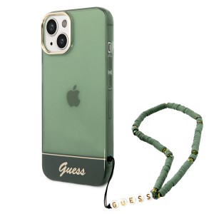 Guess iPhone 14 Hülle Case Cover Translucent Stap Grün