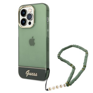 Guess iPhone 14 Pro Hülle Case Cover Translucent Stap Grün