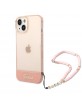 Guess iPhone 14 Case Cover Translucent Pearl Stap Pink
