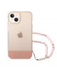 Guess iPhone 14 Hülle Case Cover Translucent Pearl Stap Rosa