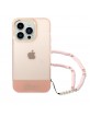Guess iPhone 14 Pro Hülle Case Cover Translucent Pearl Stap Rosa
