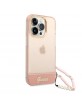 Guess iPhone 14 Pro Case Cover Translucent Pearl Stap Pink
