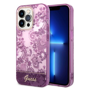 Guess iPhone 14 Pro Max Case Cover Porcelain Collection Fuchsia