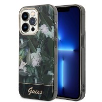 Guess iPhone 14 Pro Case Cover Jungle Flower Collection Green