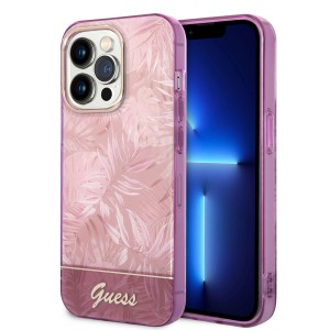 Guess iPhone 14 Pro Max Hülle Case Cover Jungle Kollektion Rosa