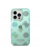 Guess iPhone 14 Pro Hülle Case Cover Peony Glitter Grün Turquoise