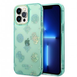 Guess iPhone 14 Pro Max Case Cover Peony Glitter Green Turquoise